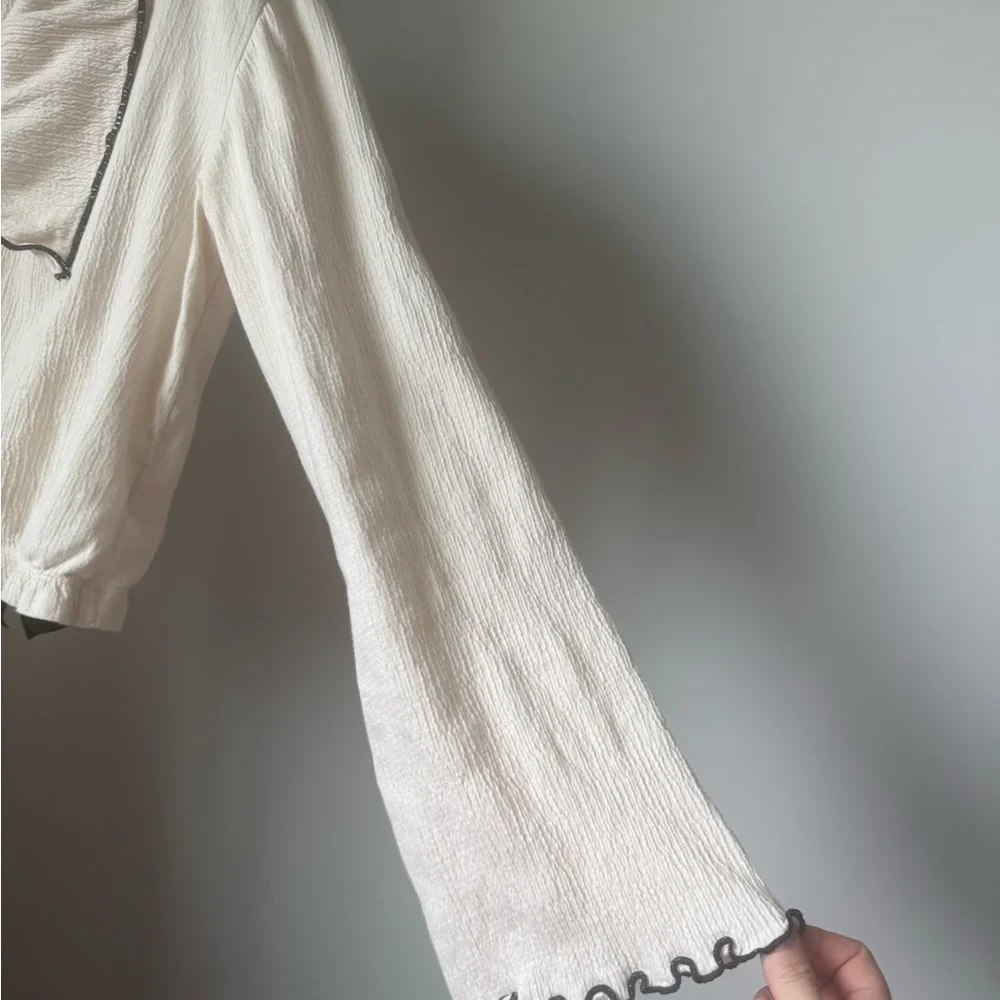 Anthropologie Nation Los Angeles Daisy Oversized Collar Button-Front Top - Picture 8 of 12